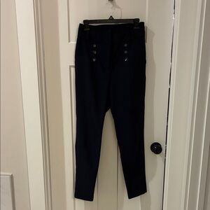High-Rise Navy Ankle Pants